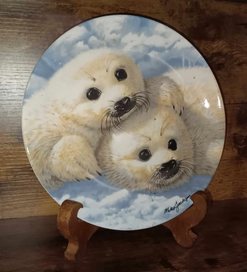 1990 The Collector’s Treasury Baby Seals by Mike Jackson Decorative Plate