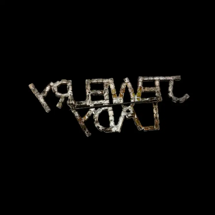 Vintage “Jewelry Lady” Silver Tone Rhinestone Brooch