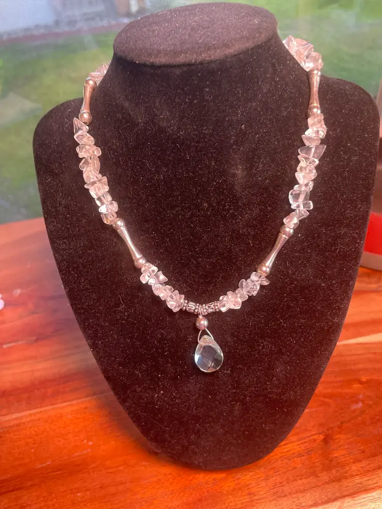 Vintage sterling Silver and Faceted Bead Necklace