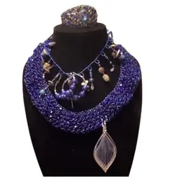 Blue bracelet earrings two necklaces