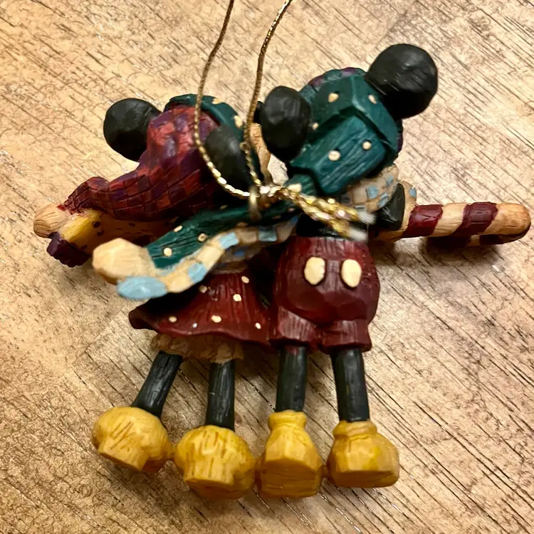 DISNEY Jim Shore Mickey Mouse & Minnie Candy Cane Christmas Ornament Vtg RARE