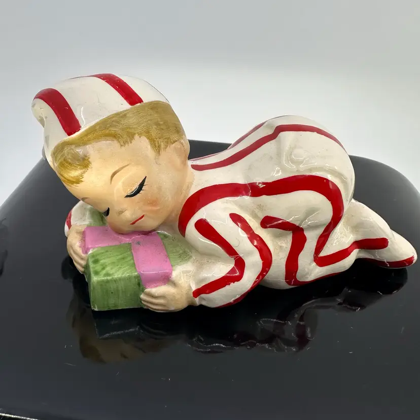 Inarco Japan 1940s-1950s Christmas Sleeping Pixie With Gift Box