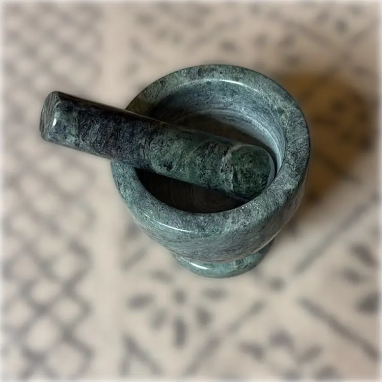 Vintage Green Marble Mortar & Pestle