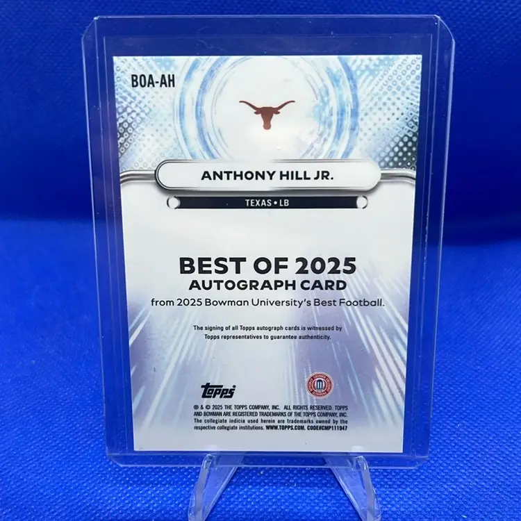Anthony Hill Jr. 2025 Bowman Best U Refractor Auto Texas Longhorns
