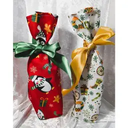 2 for $10, Handmade Wine Bottle Gift Bags - Christmas