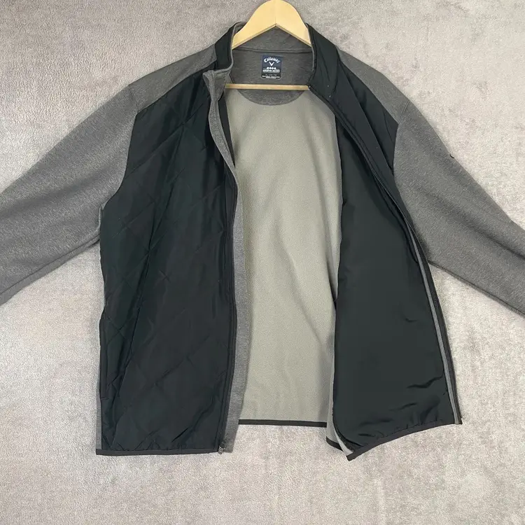 Callaway Weather Jacket Men's XL Black Gray Medium Wash Long Sleeve Full Zip 1648