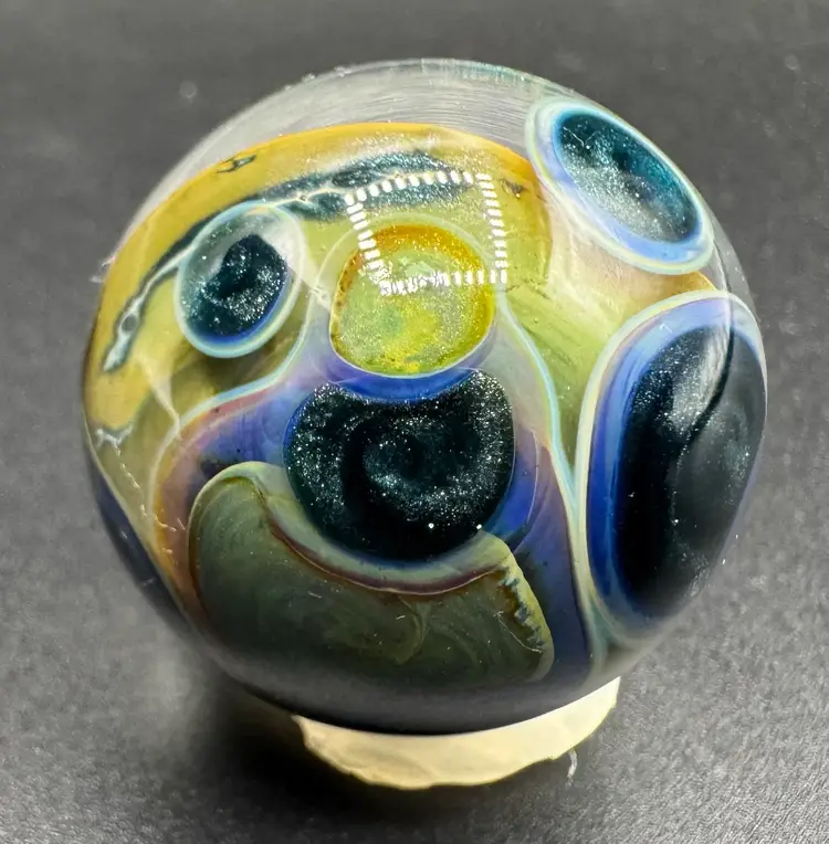 Contemporary Art Glass Marble Galaxy Planet Internal Crackle 1.23”