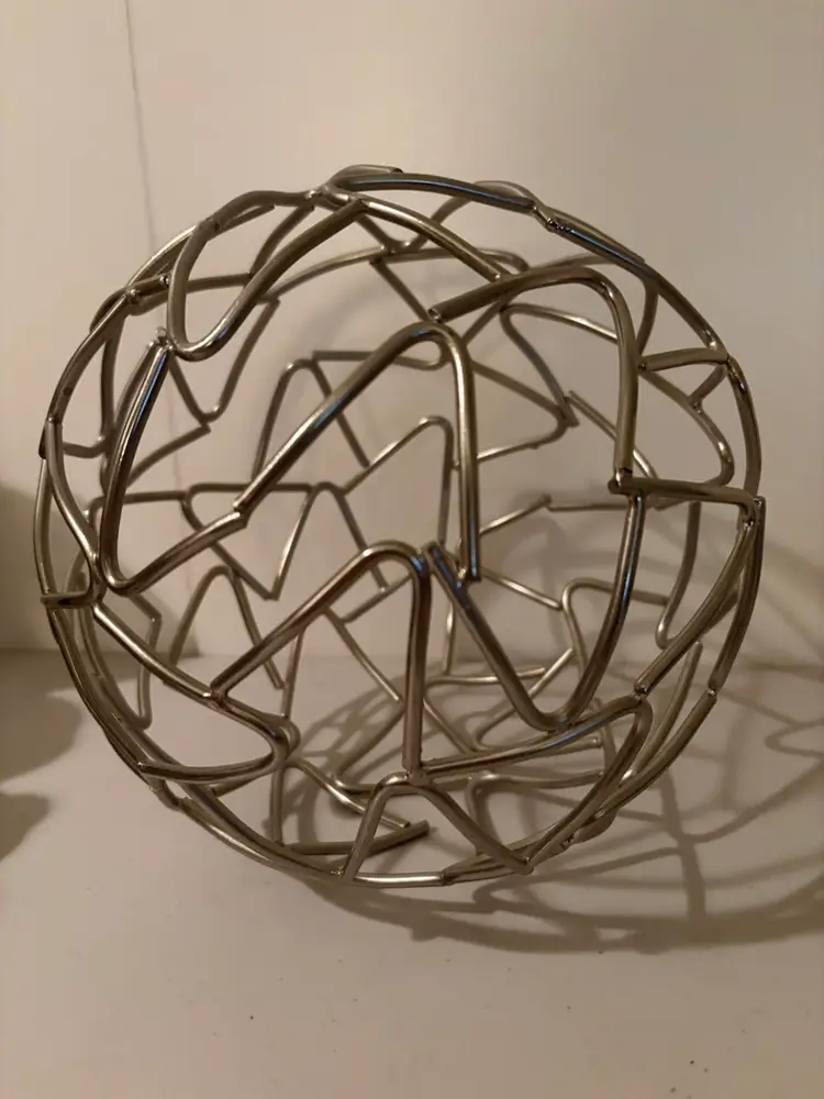 MCM Abstract Sphere Sculpture Silver Tone Metal Wire Ball Orb Statue