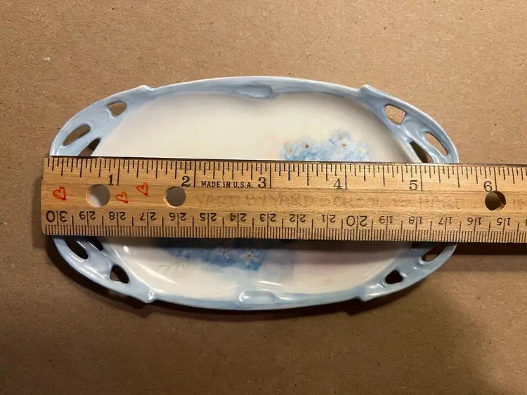 #96 Racine Bavaria Oval Trinket Dish with Blue Forget Me Nots