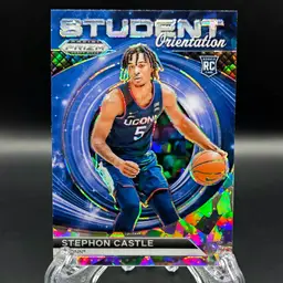 Stephon Castle 2024 Prizm Draft Picks Student Orientation Ice RC San Antonio Spurs, UConn Huskies