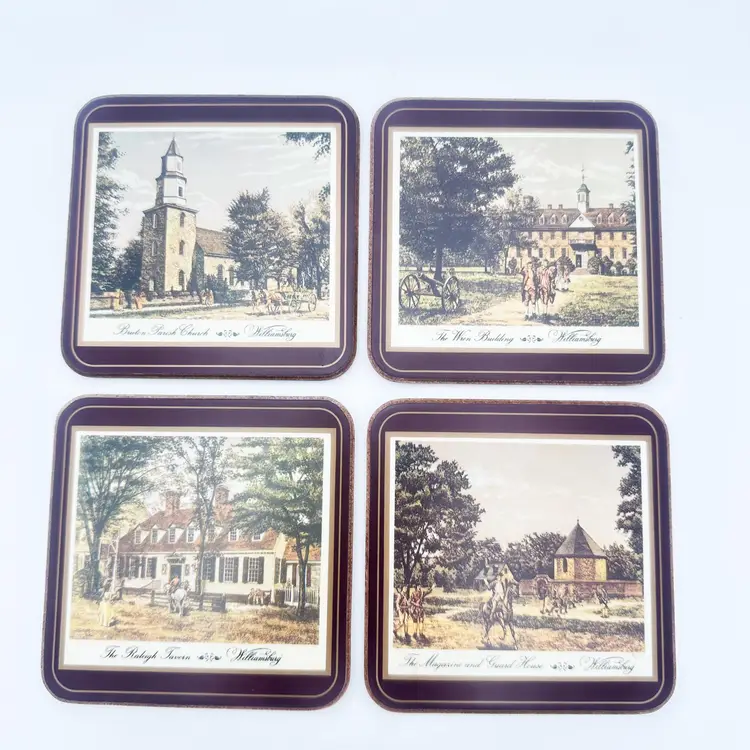 Pimpernel Williamsburg Coasters Set of 4 with Original Box 4.25" B25