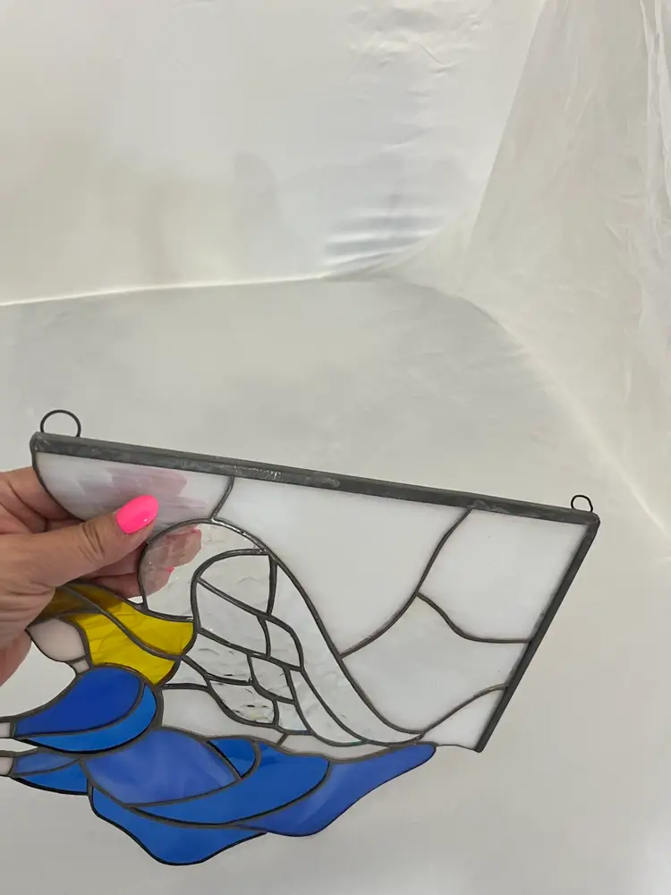 Beautiful Angel With Iridescent Wings Stained Glass