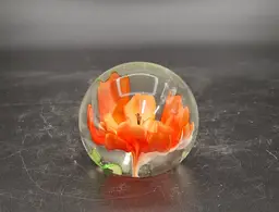 Floral Scarlet Art Glass Paperweight – 2.25" Diameter, 1.75" Tall