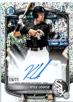 2025 Bowman Draft Kyle Lodise #CPA-KL Chrome Prospect Autographs Sparkle Ref /71