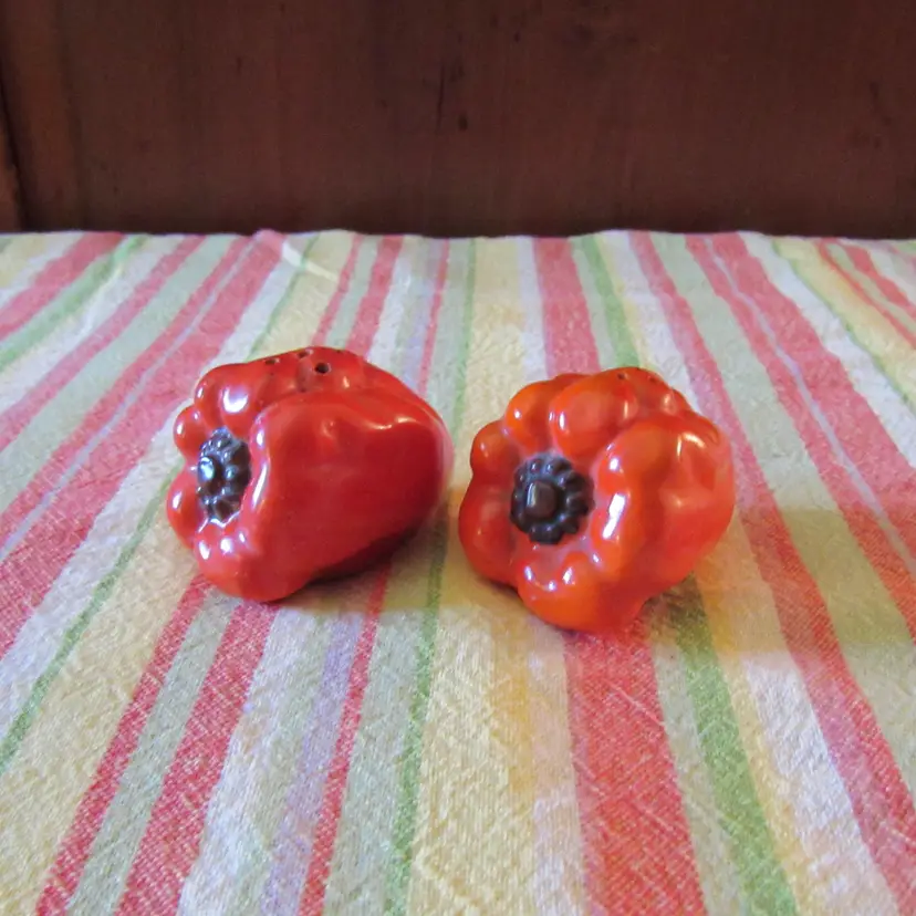 Vintage Ceramic Red Peppers Salt and Pepper Shakers - Japan