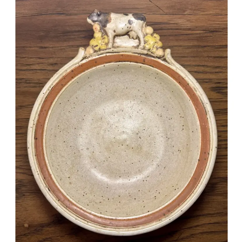 8x7” Vintage Bob Anderson Pella Iowa 1984 Stoneware Ceramic Cow Bowl Studio Art Pottery