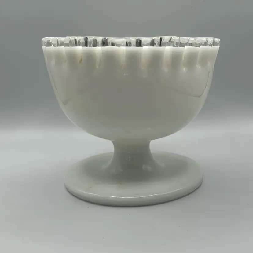 Fenton Silvercrest milk glass pedestal bowl