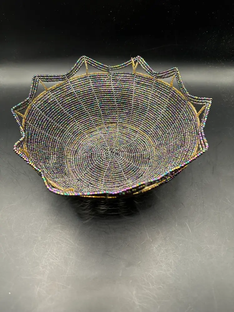 Beaded And Wire Handmade Decorative Basket Bowl