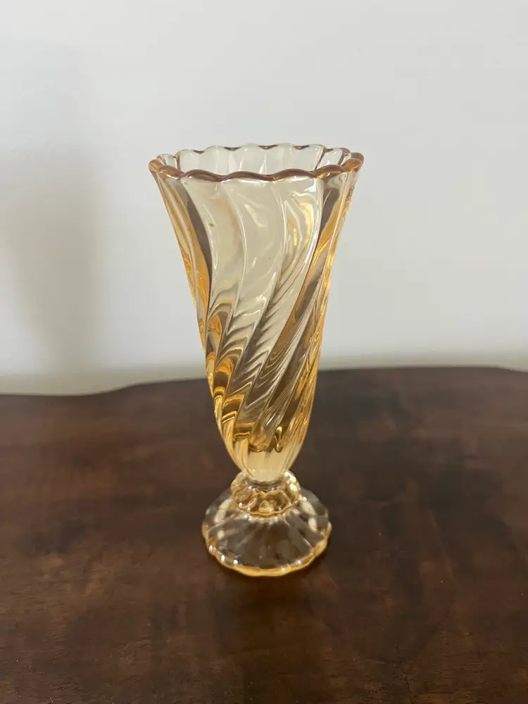 Fostoria colony MAYPOLE AMBER 6" FLARED BUD VASE Elegant Glass Vintage