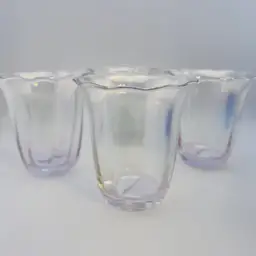 For The Aesthetic One 🎁 Brand New Anthropologie Set Of 4 Pearl Iridescent Fleur Glass Tumblers/ Juice Glasses