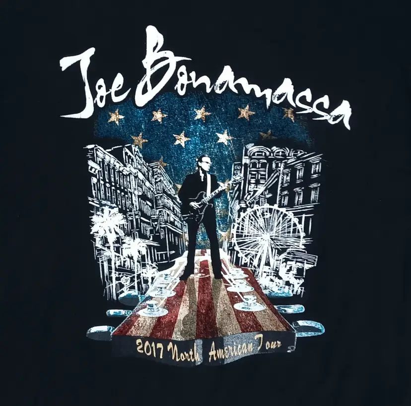 Joe Bonamassa 2017 America Tour t-shirt cities on back guitar blues rock