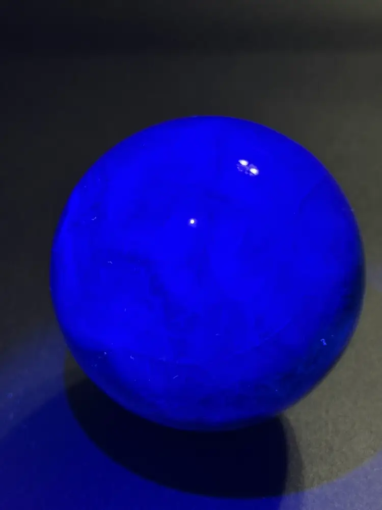 Natural Fluorite Sphere W/ Hematite Stand UVs Healing Crystal Stone 62.9mm 416g