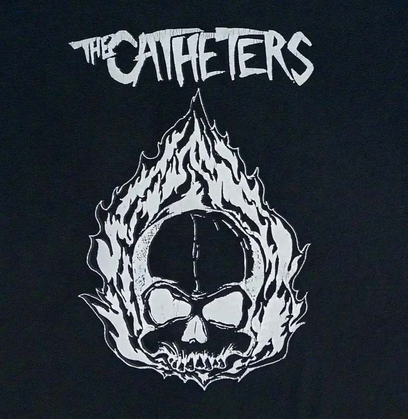 Vintage Seattle Punk The Catheters t-shirt Sub Pop records flaming skull