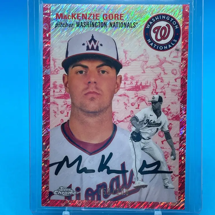 2023 Topps Chrome Platinum Anniversary Toile Cream Fuchsia Lava Refractors Parallel MacKenzie Gore #/100 Washington Nationals