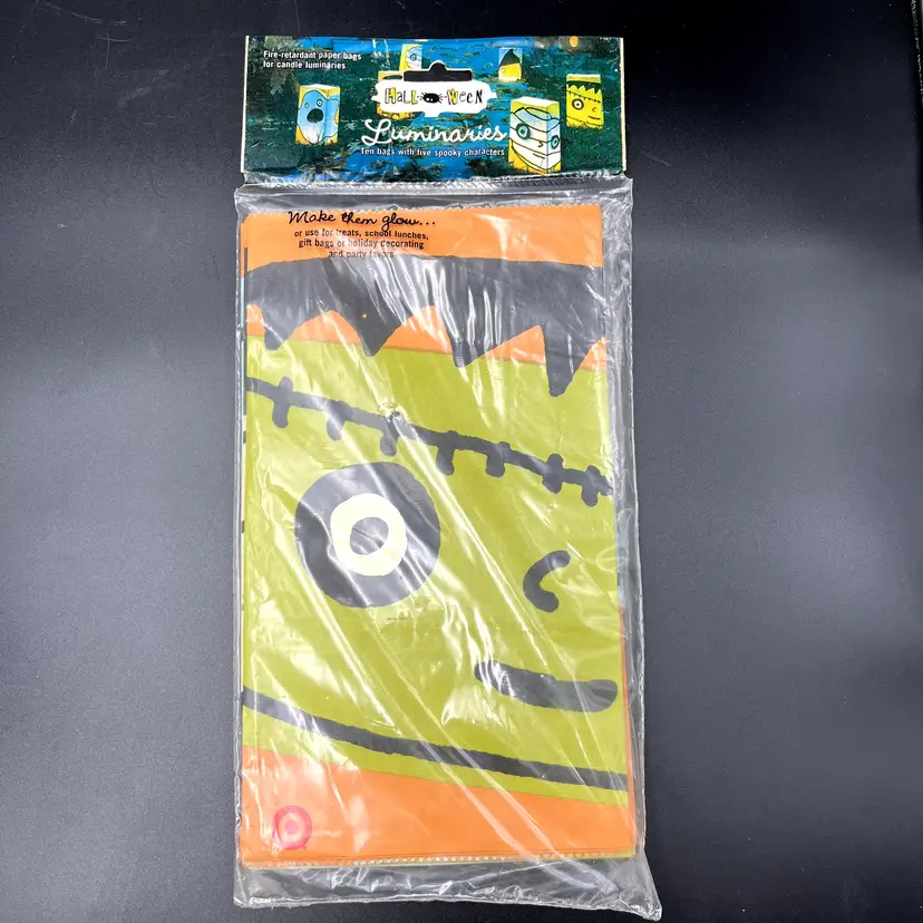 Halloween Luminaries 10 Fire Retardant Paper Bags 5 Spooky Characters Outdoor