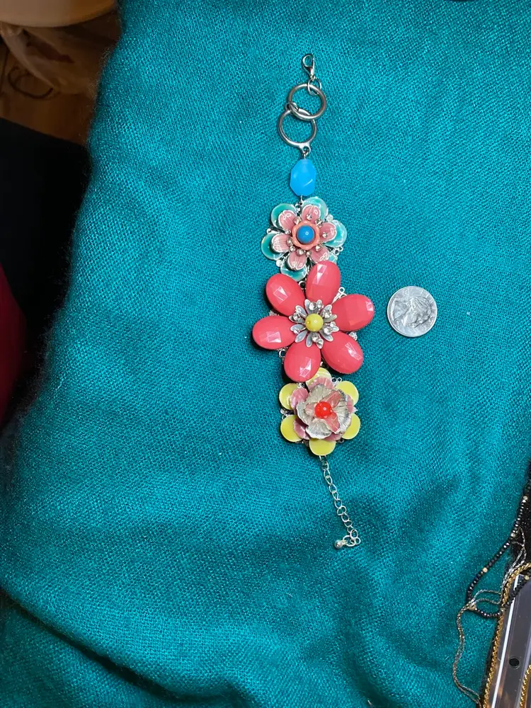 This Bold, Sassy And Stylish Bracelet ( Because You Know That The Bulky Pieces Are BACK) Is A Work Of Art. Pastels To Bolder Colors, 10 Inch Total With A Filigree Backing. No Doubt, It Could Be Worn Either Way!