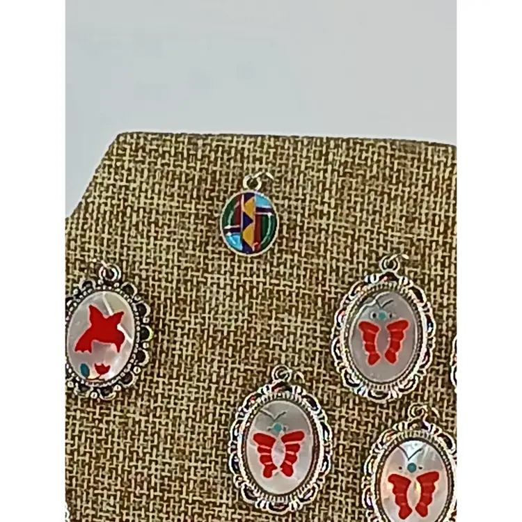 Qty 20 Mosaic Gemstone & Mother of Pearl Pendants