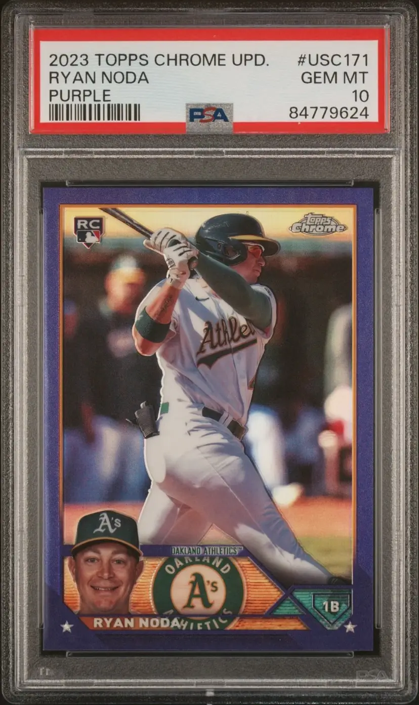 Ryan Noda Topps Chrome Update Purple Refractor /250 RC PSA 10 Baltimore Orioles