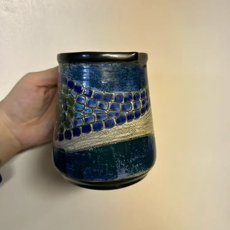Beautiful Eduardo Vega Cuenca Ecuador Blue Mosaic Creamer Mug