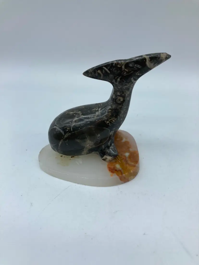 Carved Stone Whale on Onyx
