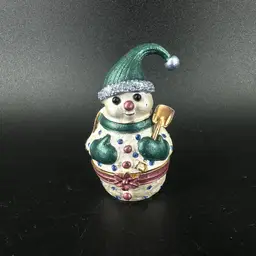 Enamel Snowman Magnetic Trinket Box
