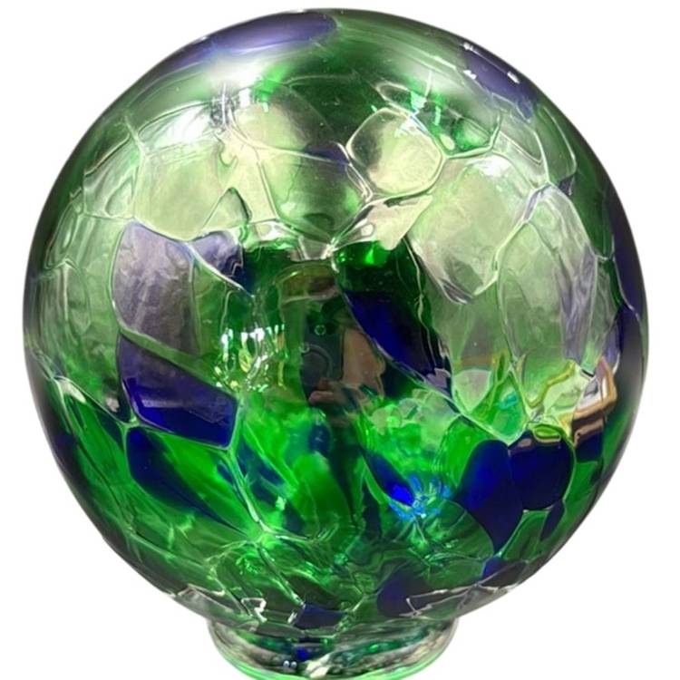 Green And Royal Blue Art Glass Glass Orb