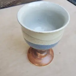 Vtg Otagiri Orginal Japan Blue Brown Wine Water Goblet Stoneware Pottery
