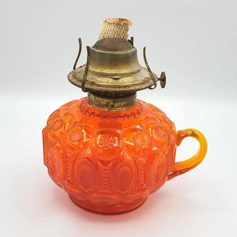 Vintage Stars And Bars Amberina Oil Lamp