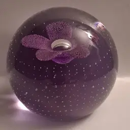 Caithness, Scotland Pop Flowers-Purple, Neodymium Glass Paperweight, NEW IN BOX!