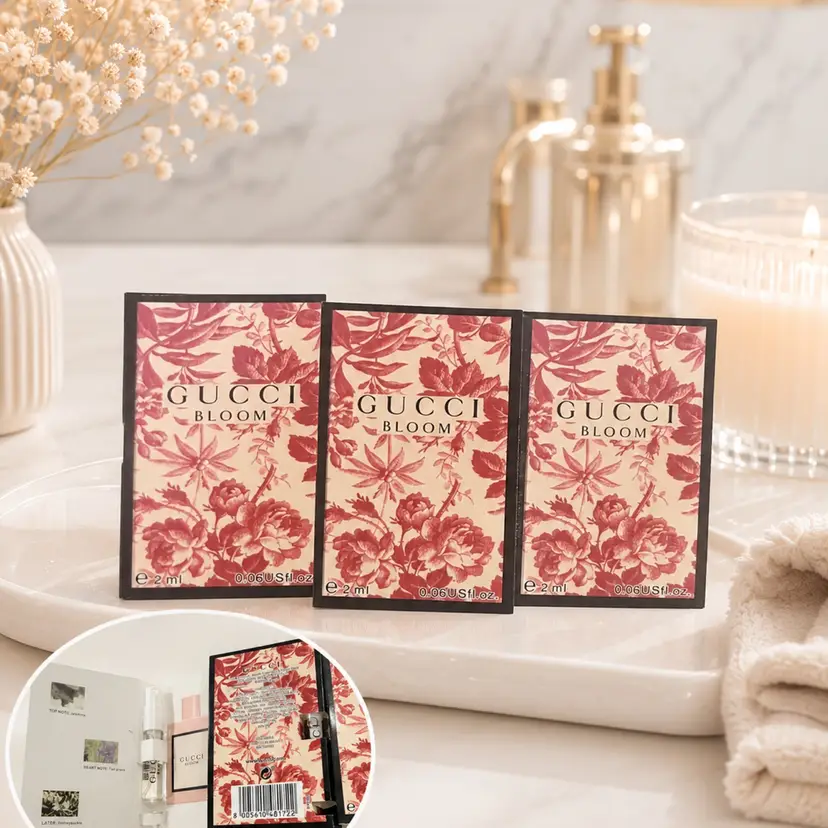 3 - Gucci Bloom Perfume Sample Spray Bundle Lot Feminine Floral Gift