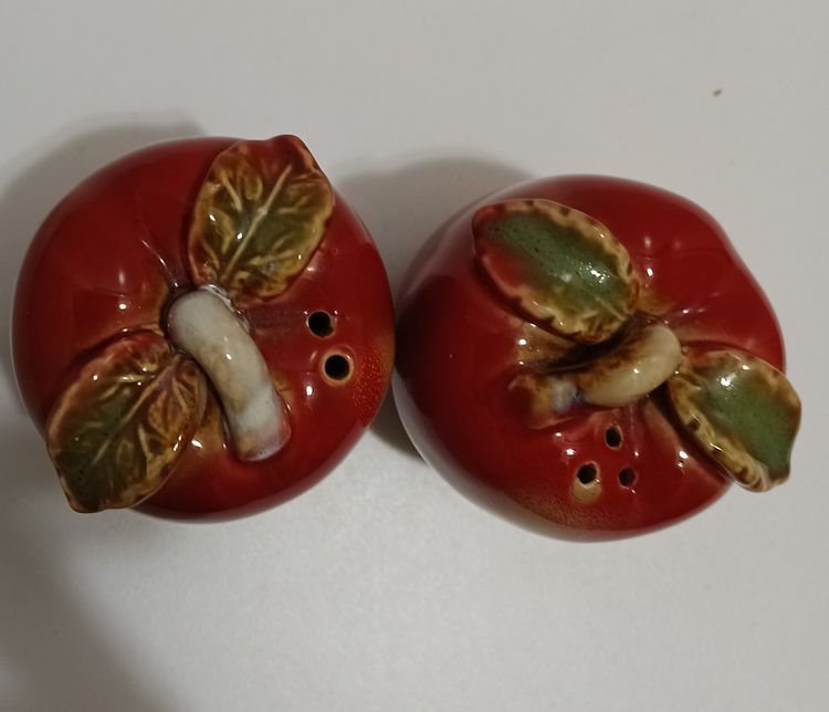 Pair of Stoneware Apple Salt & Pepper Shakers