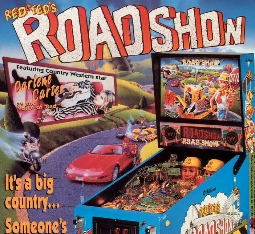 Road Show Pinball Flyer 1994 Original NOS Art Promo Roadshow Red Ted 8.5" x 11"
