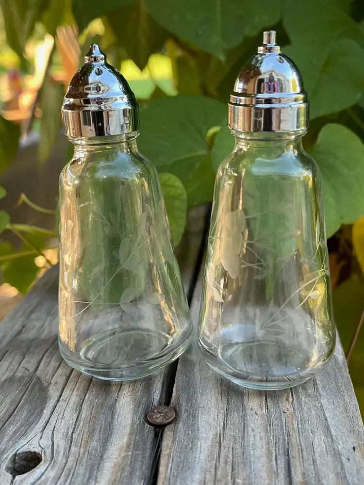 Princess House Etched Crystal Salt & Peppershaker Set