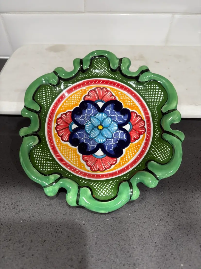 Las Maravillas Pue Mexico Pottery Hand Painted Wall Decor Colorful