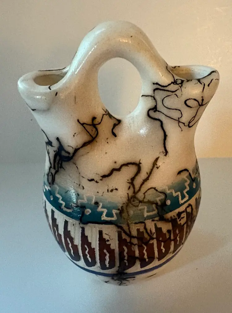 Navajo Horse Hair Wedding Vase Small Size 5” X 1.5”