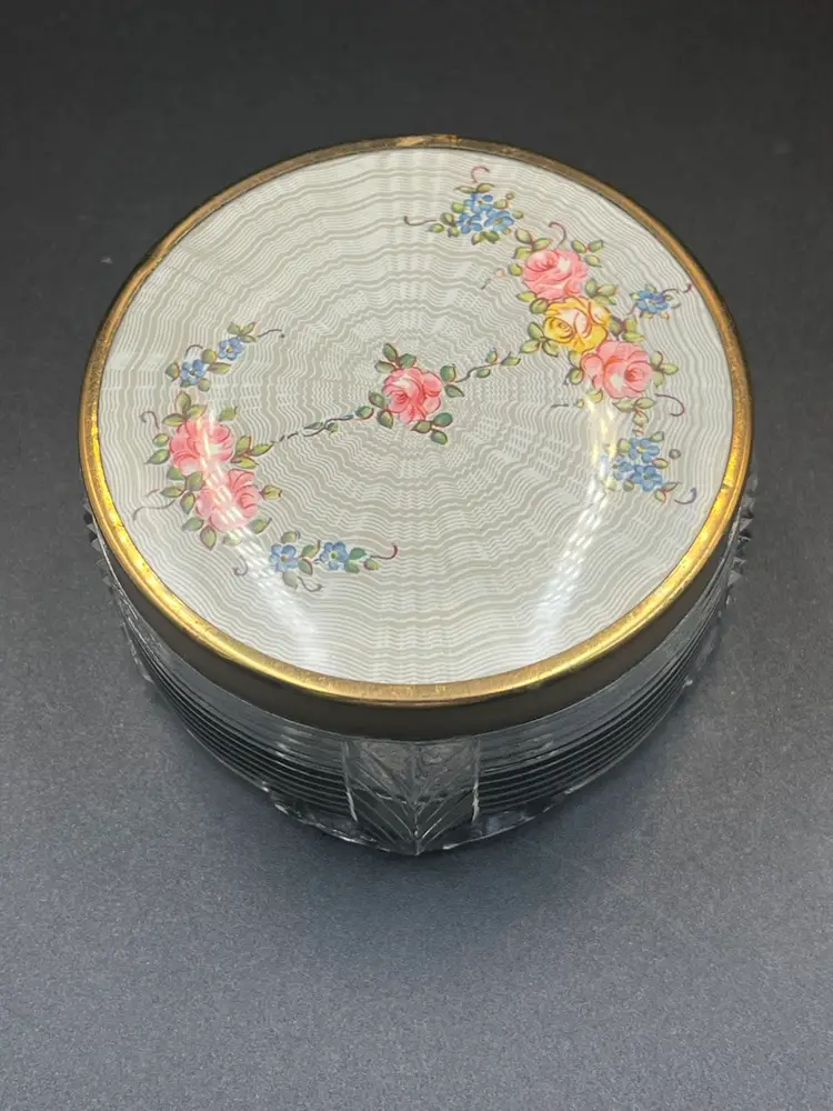 Art Deco Glass Vanity Powder Jar