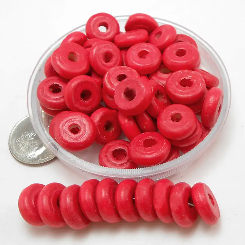 150pcs Red Wood Bead Rondelles 11x4MM #BC124