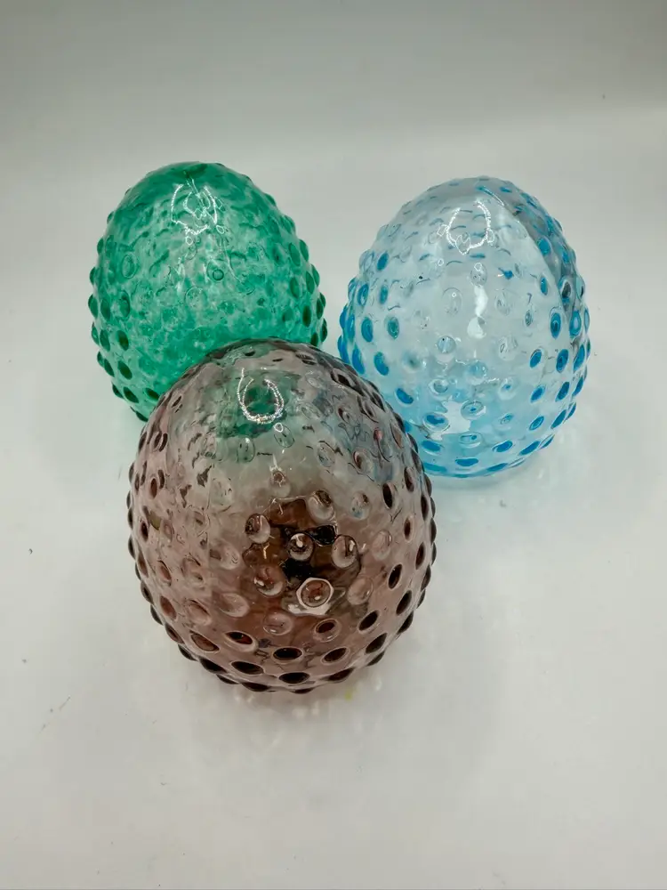 Rachel Zoe Glass Hobnail Easter Eggs Set Of 3 Unboxed