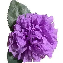 Vibrant Crepe Paper Flowers Made By Me Lavender Color Marigold Carnation Blossom 3.5-4” Diameter Blossom And 5.5-6” Tall Overall