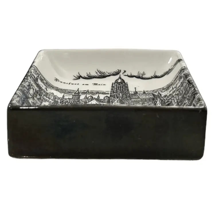 Altenkunstandt Germany Frankfurt on Main Black & White Porcelain Ashtray